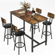 5 Piece Dining Set, Modern Dining Table and Chairs Set for 4, Kitchen Counter Height Dining Table Set with 4 Upholstered Chairs, for Small Space, Breakfast Nook, D7157