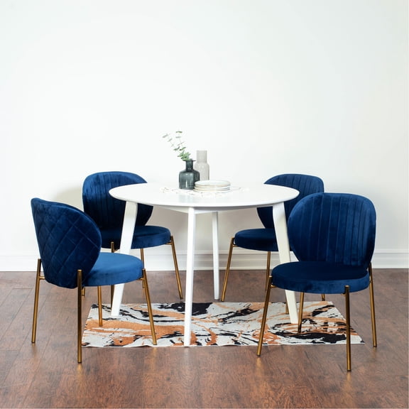 5-Piece Dining Set | Space-Saving for Dining Room with Easy Conversation | MDF and Rubberwood Table, Velvet Upholstered Chairs | Comfortable Seating for 4