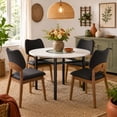 thumbnail image 1 of 5-Piece Dining Set With 42" Round Table and 4 Black PU Chairs for Dining Room, 1 of 8
