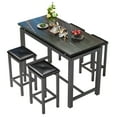 thumbnail image 1 of 5 Piece Dining Table Set, Counter Height Table Set with 4 Padded Stools, Multipurpose Bistro Table Set for Dining Room, Living Room, Breakfast Nook, Black, 1 of 9