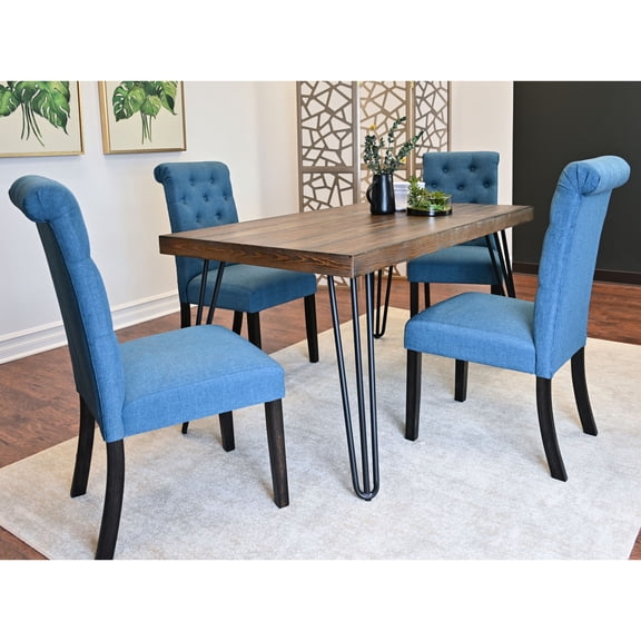 5-Piece Dining Set with 4 Button-Tufted Chairs | Used in Family Dinners | Sturdy Wood Chair Frame | Solves Issue of Weak Chair Frames
