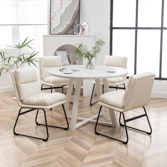 5 - Piece Dining Set with 4 Chairs | Home Dining Setup | MDF Table & Polyester Upholstery | Floor - Scratch Prevention