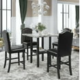 thumbnail image 1 of 5 Piece Dining Table and Chair Set, Wooden Dining Room Table and Set of 4 Dining Chairs, Dining Table Set with Leather Cushioned Chair, Kitchen Table Set, Dining Room Furniture, Gray, W10243, 1 of 9
