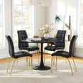 thumbnail image 1 of 5-Piece Dining Table Set, 31.5" Round Tulip Pedestal Dining Table and 4 Ergonomically Designed PU Chairs, Dining Table Set for Kitchen, Living Room, Office, 1 of 7