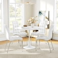 thumbnail image 1 of 5-Piece Dining Table Set, 31.5" Round Tulip Pedestal Dining Table and 4 Ergonomically Designed PU Chairs, Dining Table Set for Kitchen, Living Room, Office, 1 of 7