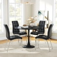 thumbnail image 1 of 5-Piece Dining Table Set, 31.5" Round Tulip Pedestal Dining Table and 4 Ergonomically Designed PU Chairs, Dining Table Set for Kitchen, Living Room, Office, 1 of 7