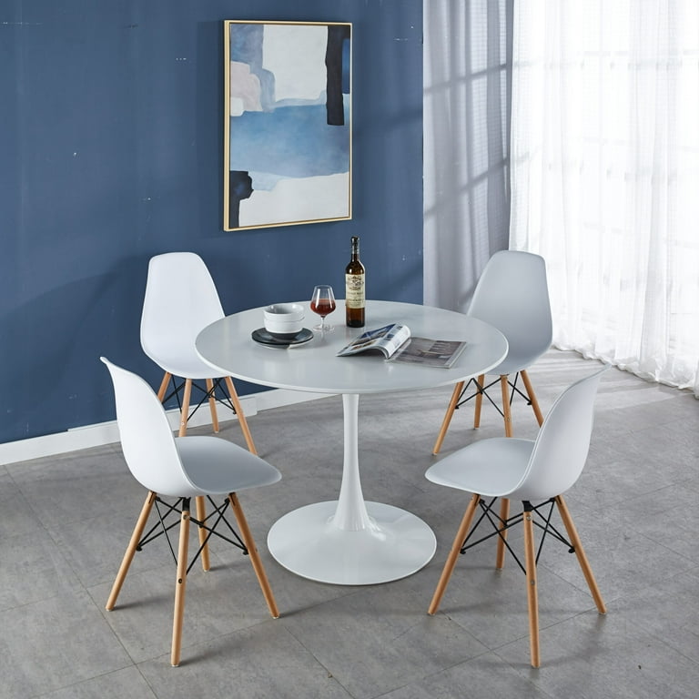 5 Piece Dining Table Set 31 Round Dining Table Set for 4 Modern Kitchen Table and Chairs for Dining Room Coffee Shop Small Spaces White Walmart