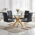 thumbnail image 1 of 5-Piece Dining Table Set, 36" Square Clear Tempered Glass Table & 4 PU Cantilever Chairs with Stainless Steel Legs, Dining Table Set for Small Space, Apartment, Home Office, 1 of 8