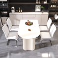 thumbnail image 1 of 5-Piece Dining Table Set with 4 Armless Dining Chairs, 63" Kitchen Table & Chairs Set for 4-6, Dining Room Table with MDF Board, Perfect for Small Space, Easy Clean, Cream White, 1 of 9