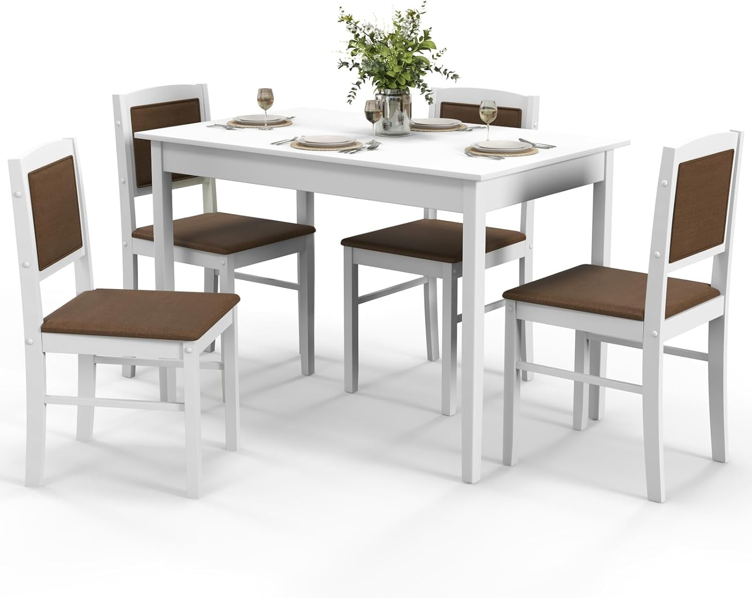 5-Piece Dining Table Set for 4 - Breakfast Nook Table Set with Kitchen Table, 4 Upholstered ...