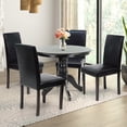 thumbnail image 1 of 5 Piece Dining Table Set, 4 Classic Style Solid Wood Falabella Upholstered Chairs w Pedestal Round Dining Table, Kitchen Room Set, Espresso Color, 1 of 8