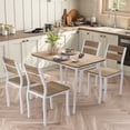 thumbnail image 1 of 5 Piece Dining Table Set for 4, Modern Kitchen Table with Upholstered Chairs for Dining Room, Wood and Metal Frame Table Set for Small Spaces, Restaurant, Wood Color, 1 of 8