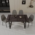 thumbnail image 1 of 5 Piece Dining Table Set for 4, Modern Rectangular Wooden Dining Table and Suede Dining Chairs, Kitchen Table and Chairs for 6 Persons, Ideal for Kitchen Dining, 1 of 9