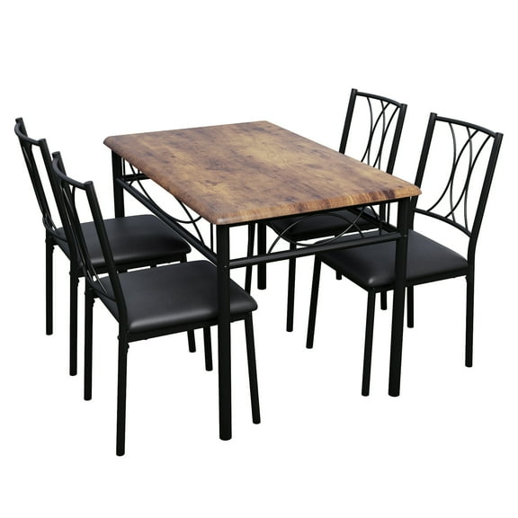 5 Piece Dining Table Set for 4, Modern Small Table and Chairs Set for 4,  Metal Frame Rectangular Dining Room Table Set for Kitchen, Dining Room, Small Space Dinette Set Furniture