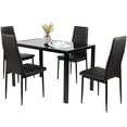 thumbnail image 1 of 5 Piece Dining Table Set for 4 Person, Modern Kitchen Table Sets with Tempered Glass Table and 4pcs Faux Leather Dinning Chairs, Rectangular Dining Room Table Set for Living Room, Restaurant, L2547, 1 of 11