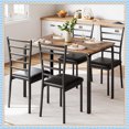 thumbnail image 1 of 5-Piece Dining Table Set for 4, Space-Saving Kitchen Table and Chairs with Cushions, Metal Frame, Dining Table with 4 Chairs for Small Space, Rustic Brown, 1 of 8