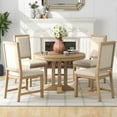 5Piece Dining Table Set, 56" Extendable Round Table and 4 Upholstered
