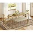 thumbnail image 1 of 5 Piece Dining Table Set for 6-8 People - Includes One Dining Table, 2 Upholstered Benches, 2 Cross Back Dining Chairs, Rustic Dining Set for Kitchen, Oak, 1 of 10