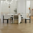 thumbnail image 1 of 5-Piece Dining Table Set, 63" Charred Stone Kitchen Table Set with Glass Storage Cabinets and 4 Velvet Chairs, Dining Room Table Set with Golden Base, Black, 1 of 6