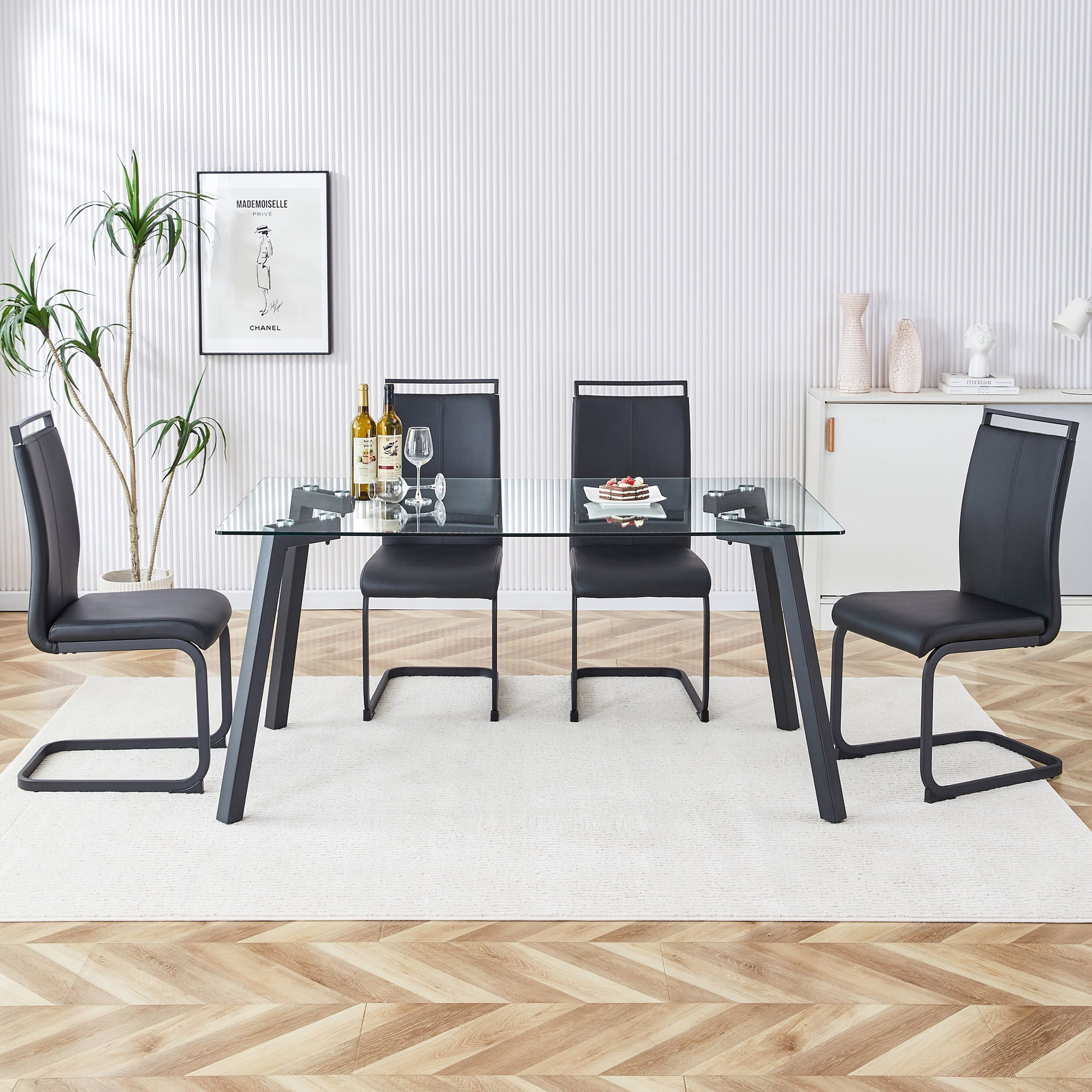 5 Piece Dining Table Set, Atumon Dining Room Set for 4, Modern Kitchen ...