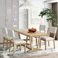 thumbnail image 1 of 5 Piece Dining Table Set, Atumon Dining Table Set for 4, Wood Dining Room Set with 1 Table and 4 Upholstered Chairs, Farmhouse Dining Table Set for Kitchen Dining Room Apartment, Natural, 1 of 10