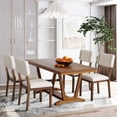 thumbnail image 1 of 5 Piece Dining Table Set, Atumon Dining Table Set for 4, Wood Dining Room Set with 1 Table and 4 Upholstered Chairs, Farmhouse Dining Table Set for Kitchen Dining Room Apartment, Walnut, 1 of 10
