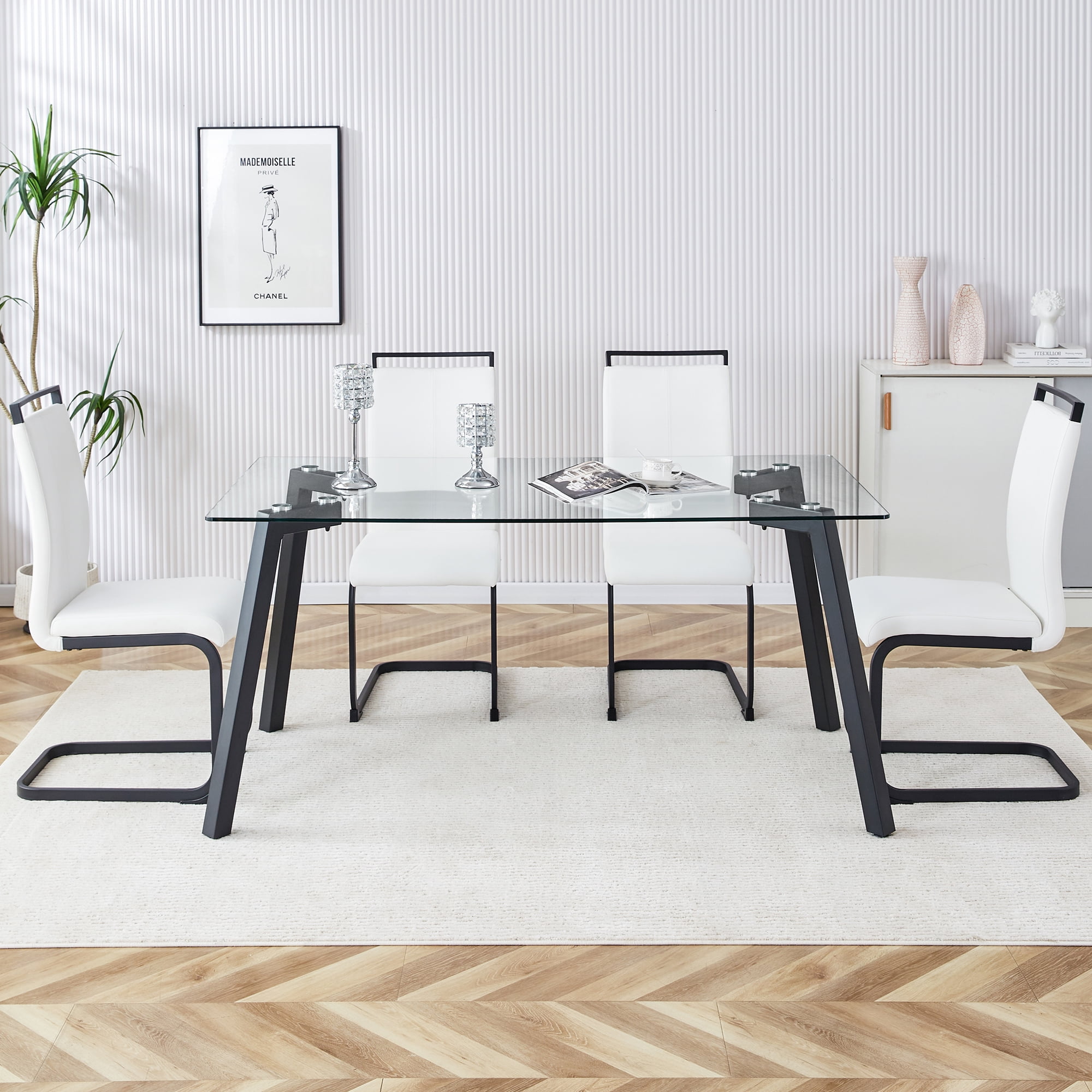 5 Piece Dining Table Set, Atumon Dining Room Set for 4, Modern Kitchen ...