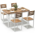 thumbnail image 1 of 5 Piece Dining Table Set, Dining Table and Chairs Set for 4, Kitchen Table Set for Dining Room Kitchen Apartment, White Brown, 1 of 6