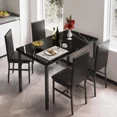 thumbnail image 1 of 5 Piece Dining Table Set, Kitchen Dining Table and Chairs Set for 4, Modern Marble Table and 4 Upholstered Chairs, Home Dining Set for Small Space, Breakfast Nook, White, D8529, 1 of 8