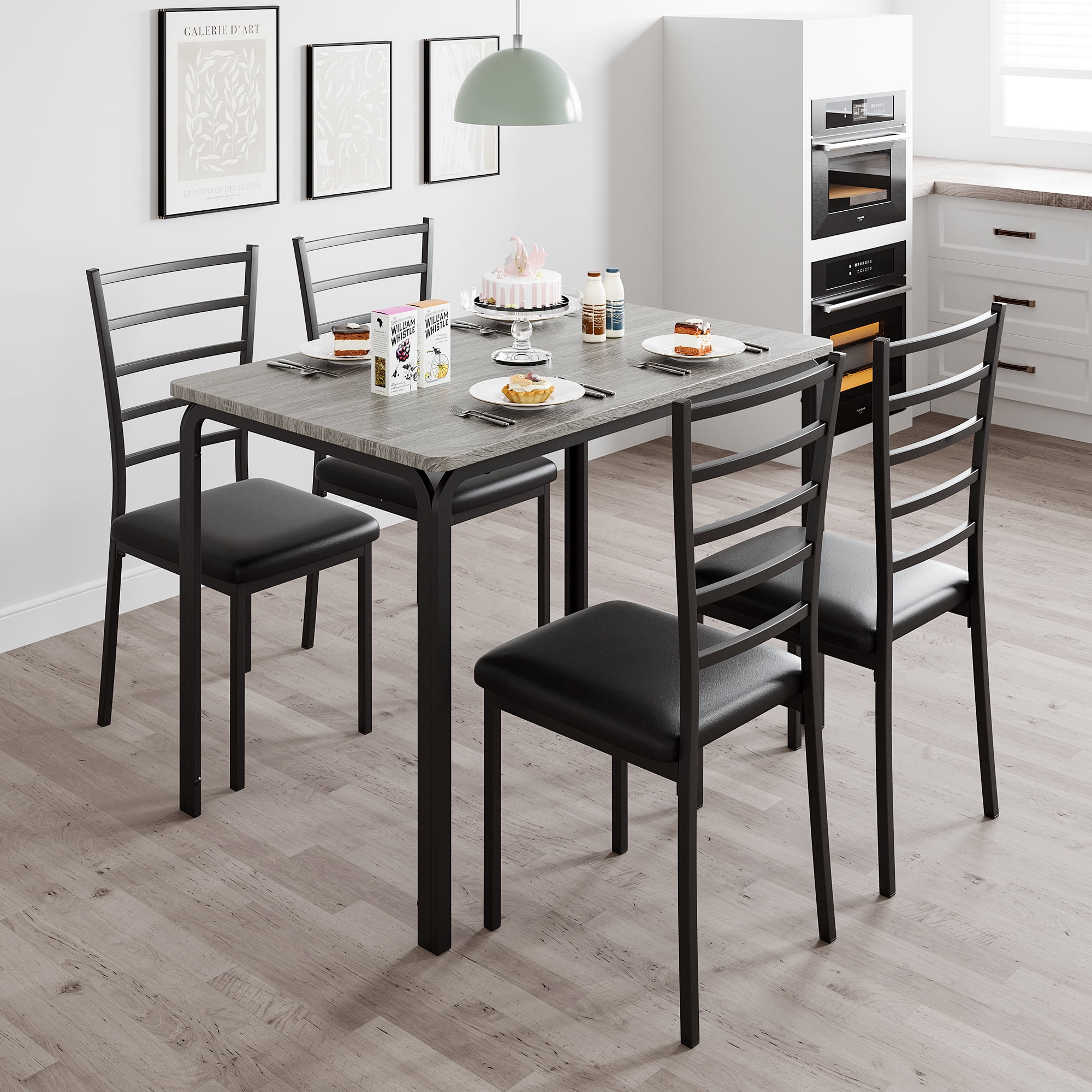 5 Piece Dining Table Set, Modern & Retro Kitchen Table Furniture for ...
