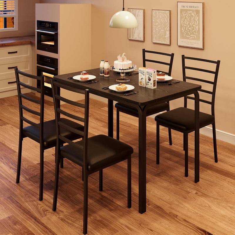 5 Piece Dining Table Set, Modern & Retro Kitchen Table Furniture for ...