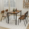 thumbnail image 1 of 5 Piece Dining Table Set, Rectangle Wood Kitchen Table Set with 4 Chairs for Small Place, High Backrest Dining Table and Chairs Set for Kitchen, Breakfast Nook, Restaurant, Brown, 1 of 8