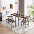 thumbnail image 1 of 5 Piece Dining Table Set, Small Dining Room Table Set with Metal Frame, Industrial Kitchen Table and Chairs for 4, Wooden Table Top, Suitable for Small Spaces, Breakfast, Dining, Vintage Brown, 1 of 9