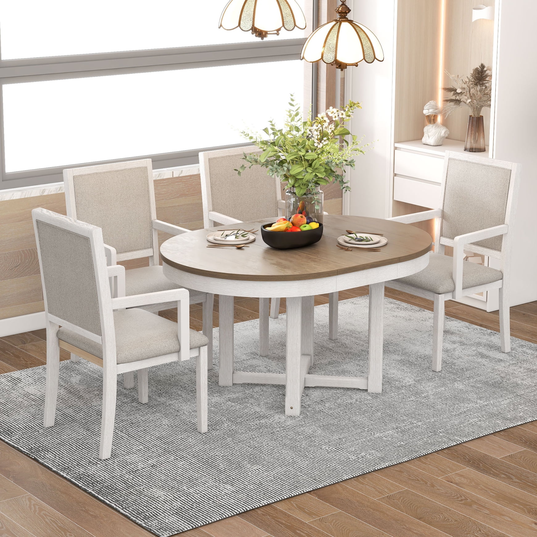Round dining table for 4 with leaf sale