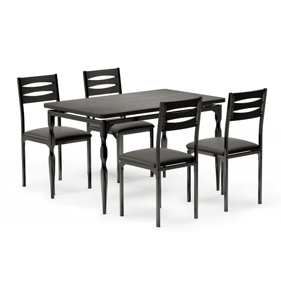5 Piece Dining Table Set for 4, 43" Kitchen Table Set with Spiral Leg, Space Saving Breakfast Table