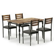 5 Piece Dining Table Set for 4, 43" Kitchen Table Set with Spiral Leg, Space Saving Breakfast Table