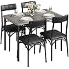 5 Piece Dining Table Set for 4, Rectangular Kitchen Table with 4 Chairs, Space Saving Metal Frame Dining Set for Apartment or Small Dining Room,Gray