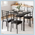 thumbnail image 1 of 5-Piece Dining Table Set for 4, Space-Saving Kitchen Table and Chairs with Cushions, Metal Frame, Dining Table with 4 Chairs for Small Space, Black, 1 of 8