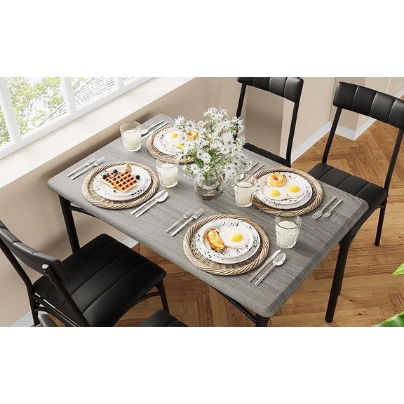 5-Piece Dining Table Set for 4 Space-Saving Kitchen Table with Upholstered Chairs for Small Apartment/Breakfast Nook
