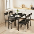 thumbnail image 1 of 5-Piece Dining Table Set for 4, Wood Rectangular Kitchen Table with 4 Upholstered Chairs for Kitchen Room and Small Spaces, Black, 1 of 6
