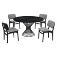 thumbnail image 1 of 5 Piece Dining Table with Twisted Hourglass Base, Gray, 1 of 5
