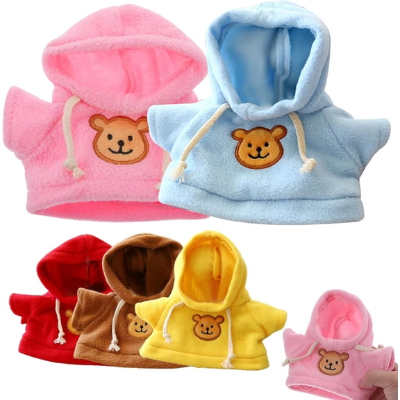 5-Piece Doll Hoodie Set for 6-8 Inch Stuffed Bears, Cute Bear Clothes for DIY Dressing and Styling(1Set, B)