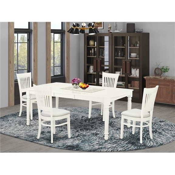 5 Piece Dover Wood Dining Table Set - Linen White