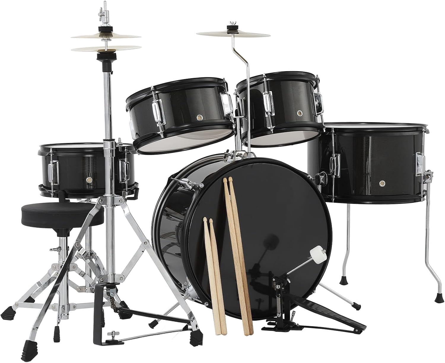 Ten High & Johnny Drum セット 5-Piece Drum Set, Complete Kit with Bass Drum, Tom, Snare, Hi-Hat
