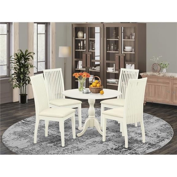 5 Piece Dublin Dining Room Set - Linen White