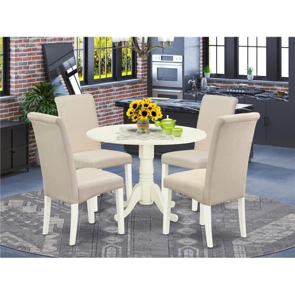 5 Piece Dublin Dining Set - Linen White & Cream
