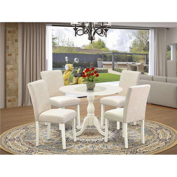 5 Piece Dublin Modern Dining Table Set - Linen White