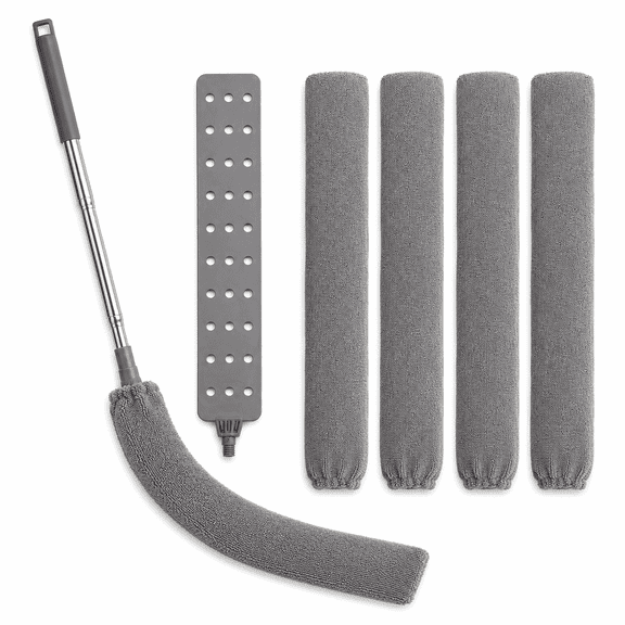 5-Piece Duster Set, Retractable Long Handle with Replaceable Cloths for Furniture and Appliances
