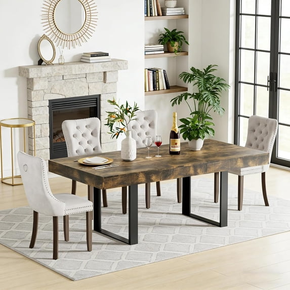 5-Piece Extendable Dining Table Set for 4, 63-78 Inch Rustic Brown ...