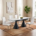 thumbnail image 1 of Sumdeal 5-Piece Dining Table Set for 4, Extendable Table with White PU Chairs, 1 of 9
